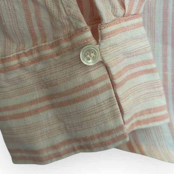 Joie Bekette Top in Blush Sand Striped Linen Blend Blouse (973) - Picture 7 of 13